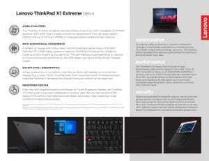 Spécifications du Thinkpad X1 Extreme Gen4 1
