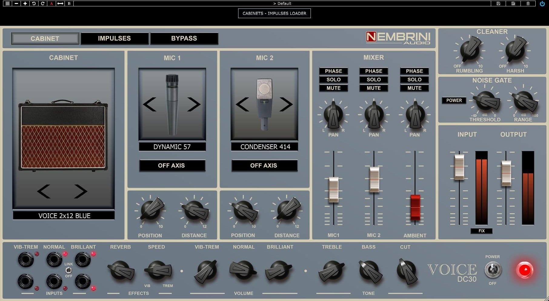 Nembrini Audio Voice DC30 Valve Amplificateur de guitare Cabines, IR et micros