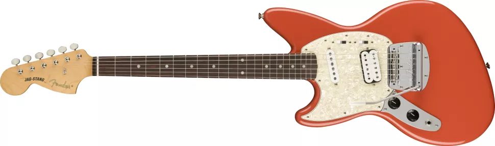 Fender Kurt Cobain Jag-Stang.  Gaucher en Fiesta Red
