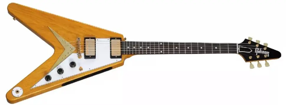 Gibson 1958 Korina Flying V Blanc Pickguard