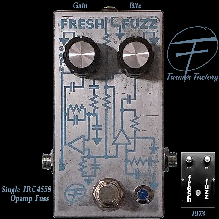 Fresh Fuzz de Farmer Factory est l'encapsulation parfaite de ce culte Seamoon Opamp Fuzz des années 70.