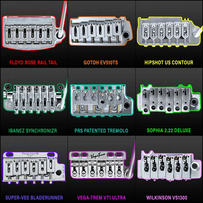 9 ponts de guitare modernes Tremolo / Vibrato non verrouillables