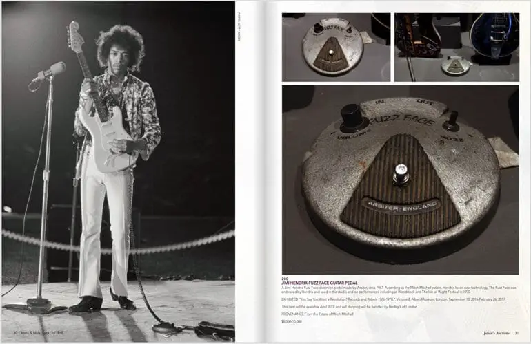 Juliens Auction Hoiuse Catalog Jimi Hendrix Arbiter 1967 Pédale Fuzz Face