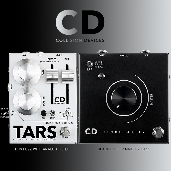 Collision Devices supprime le superbe Singularity Opamp Fuzz de son chef-d'œuvre Shoegaze Black Hole Symmetry, puis le fait évoluer vers le TARS Analog Filter Fuzz.
