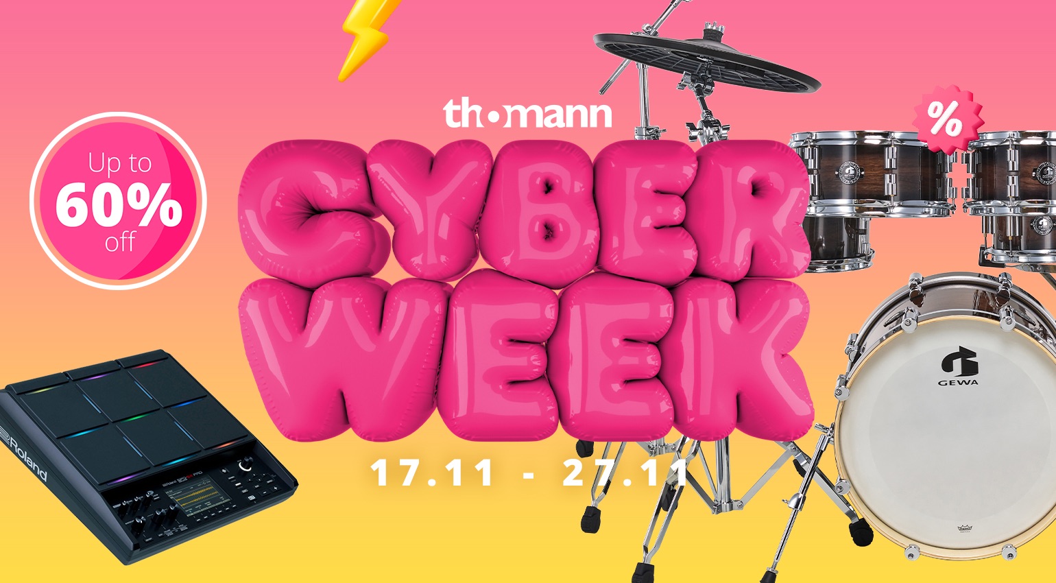 Cyberweek E-Drum Deals from Millenium, Roland and Gewa