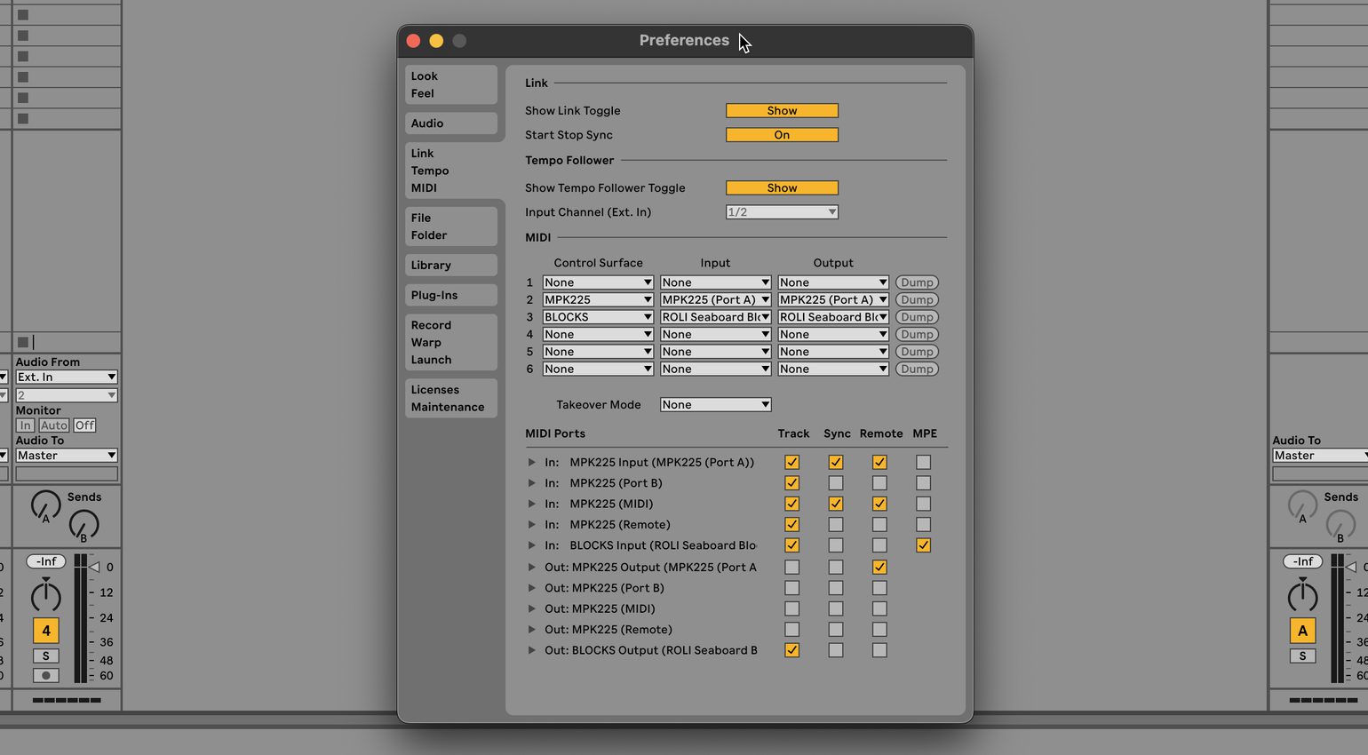 Comment utiliser un contrôleur MIDI : les paramètres MIDI d'Ableton.