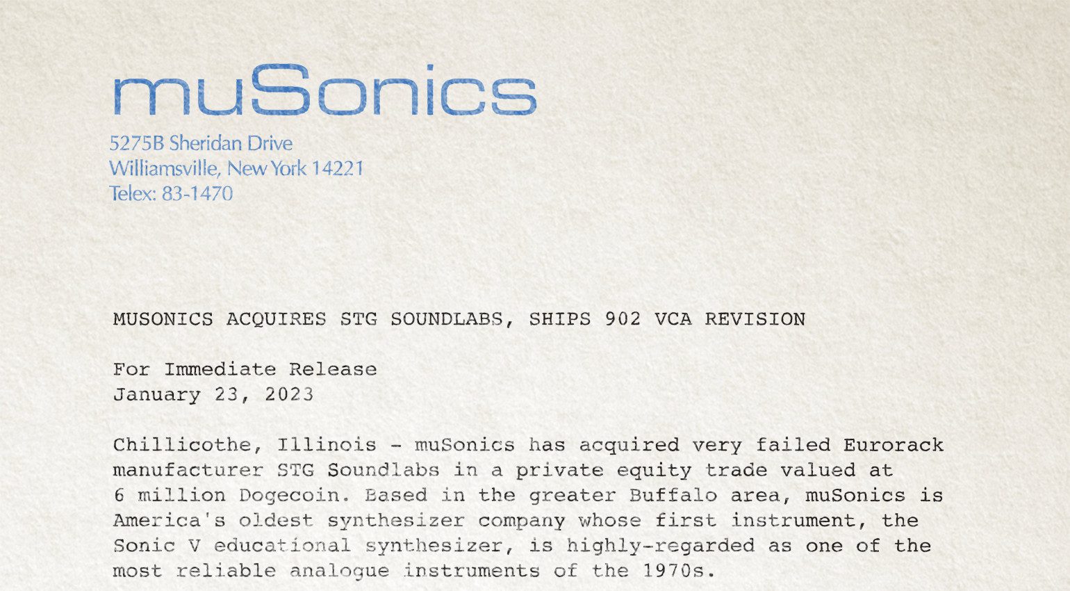 Communiqué de presse STG muSonics 902 VCA
