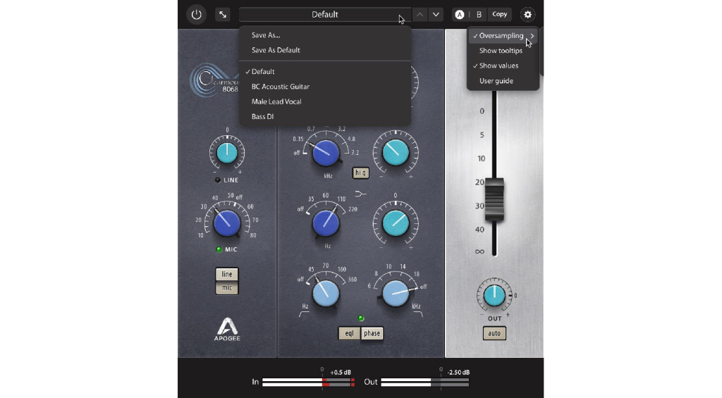 Menus 8068 d'Apogee Clearmountain