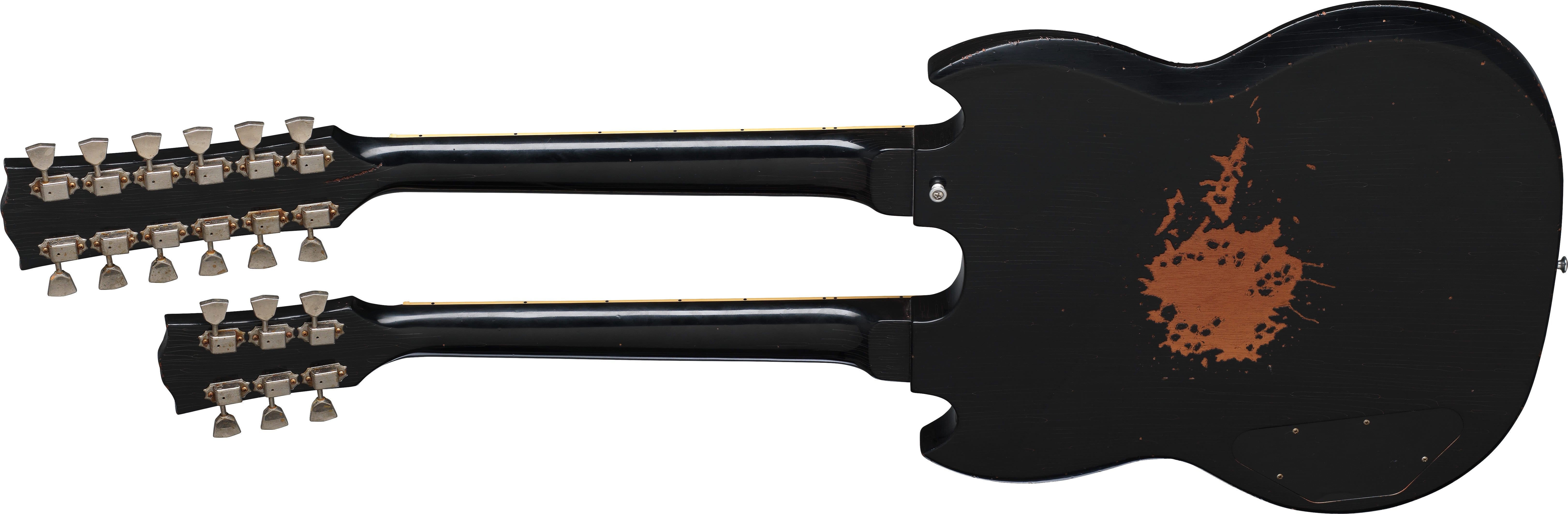Gibson Custom Shop Slash Signé 1966 EDS 1275 Doubleneck Réplique Dos Ébène Vieilli