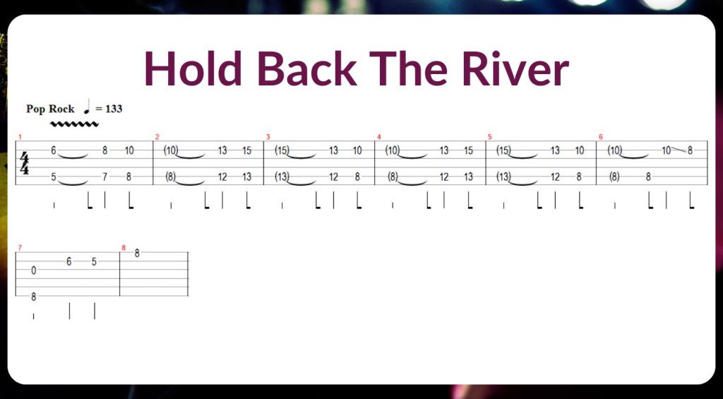 Tablature de guitare Hold Back The River 