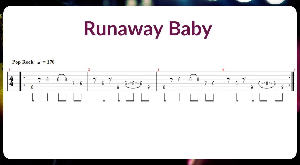 Tablature de guitare Runaway Baby 