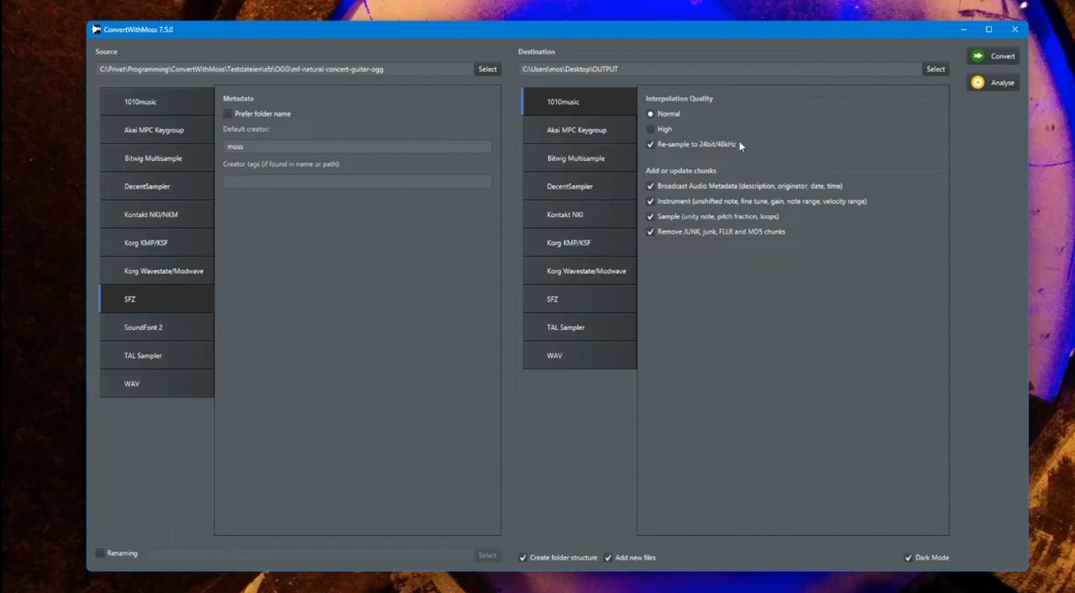 ConvertWithMoss: Free Sample bank converter