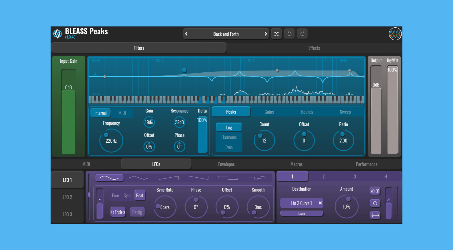 BLEASS Peaks: An 8-Voice MIDI-Controlled Filter Plugin